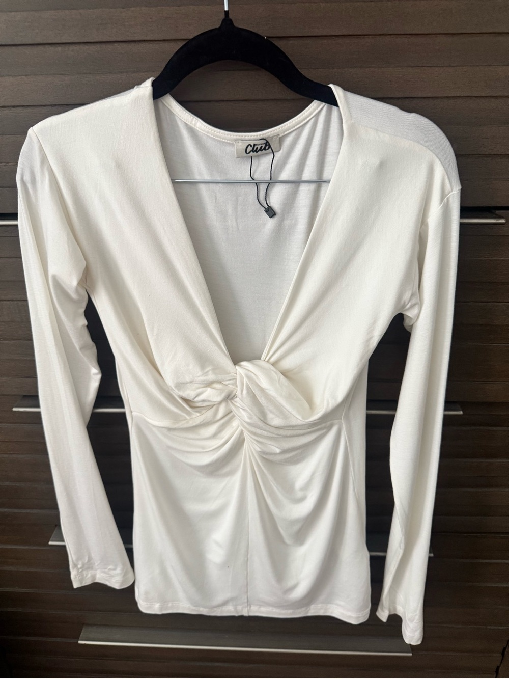 Beymen Club Ivory Twist-Front Long-Sleeve Top Size